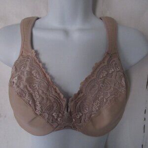 Glamorise Bra 34D Tan Beige Underwire Lace